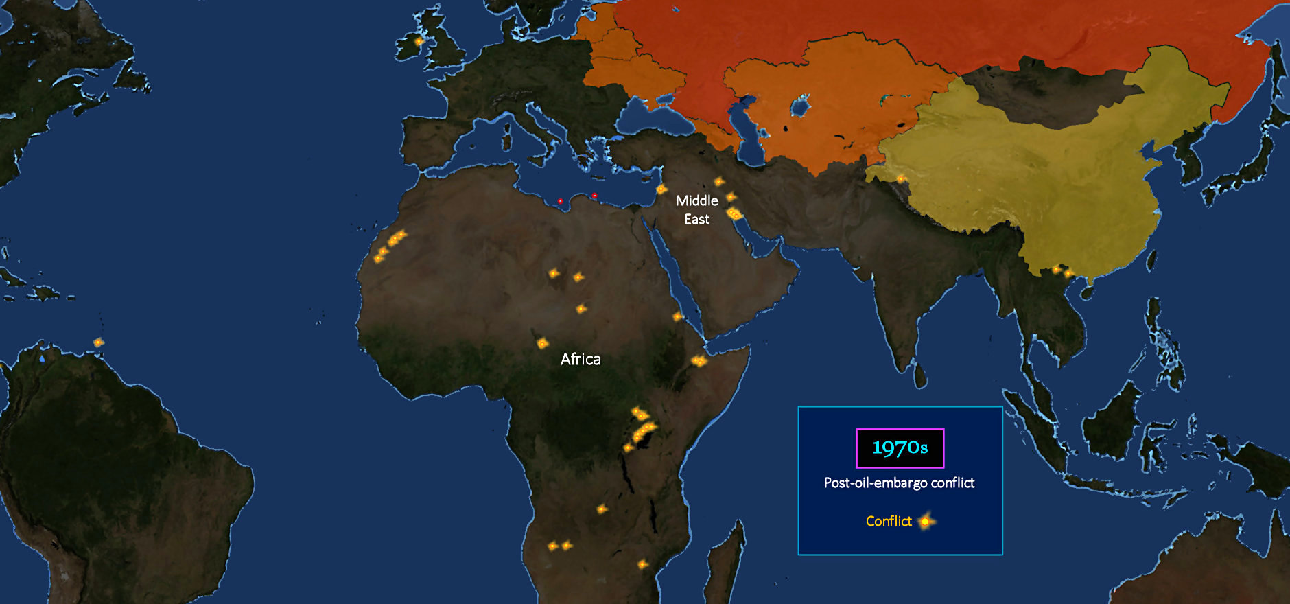 Conflict moves to Africa, 1970s map